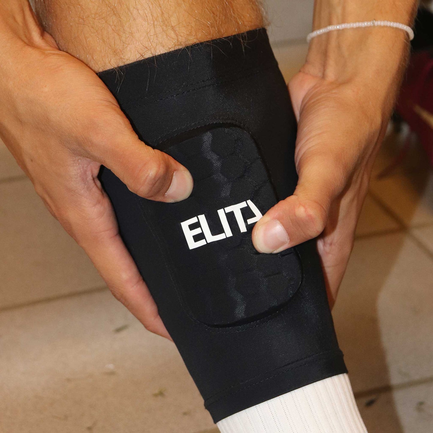 Mini Benskinne Sleeves Sort Letvægt Indbygget Benskinne Slicone Strip
