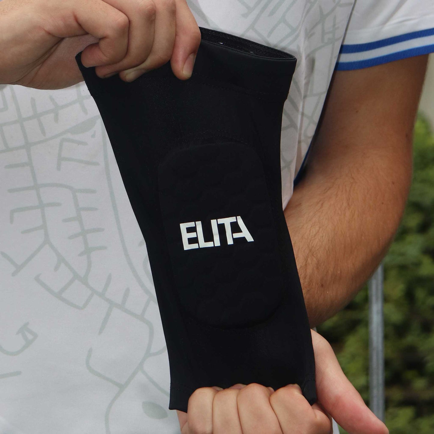 Mini Benskinne Sleeves Sort Letvægt Indbygget Benskinne Slicone Strip