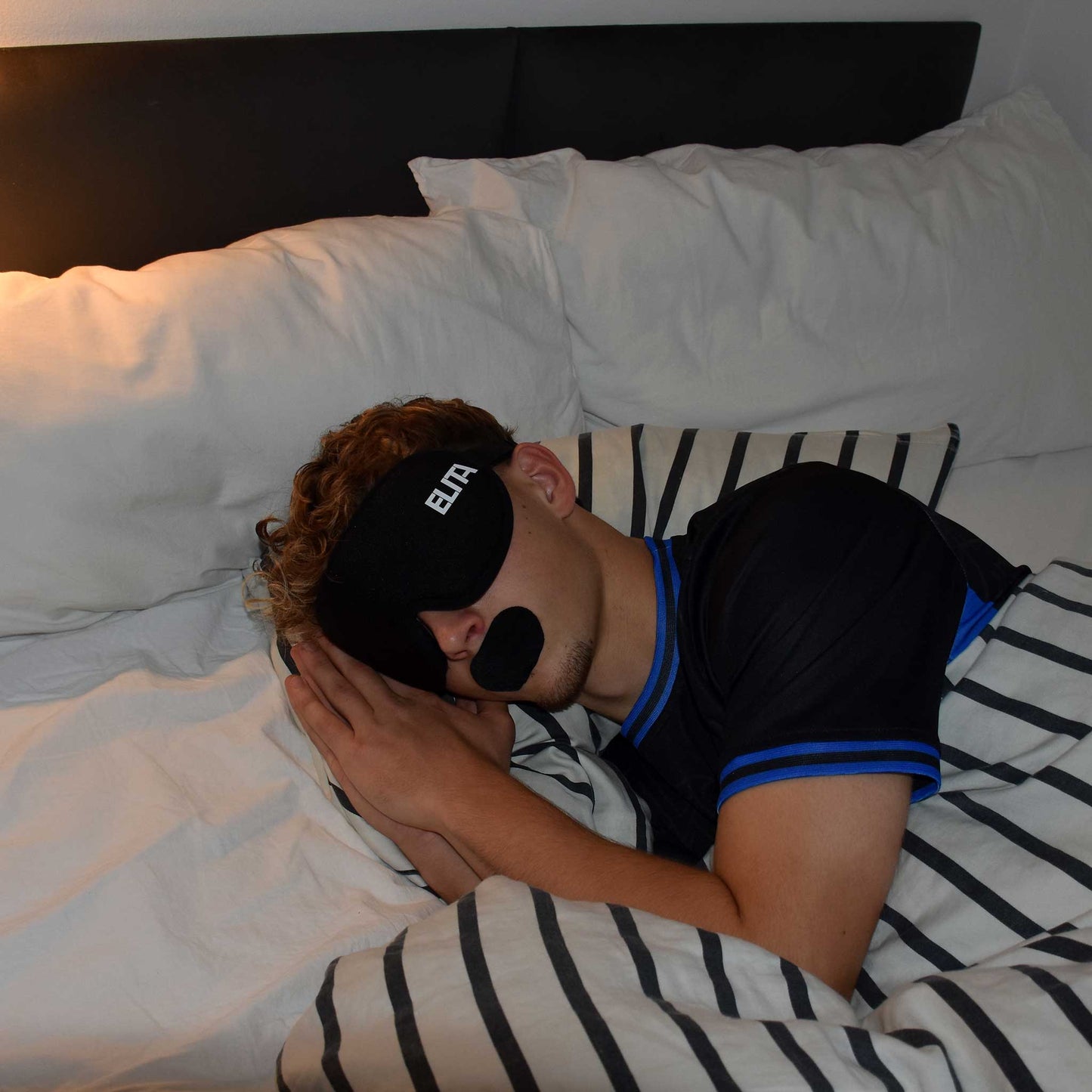 Sleep Bundle Næsestrips Nosestrips Nasal Strips Mundtape Mouth Tape 3D Sovemaske Sleeping Mask Sort