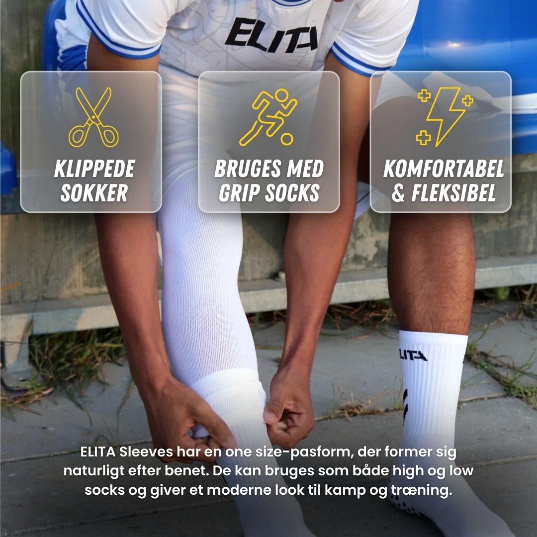 ELITA Sleeves; Klippede Sokker, Bruges Med Grip Socks, Komfortabel & Fleksibel. One-Size, fåes i 6 farver.